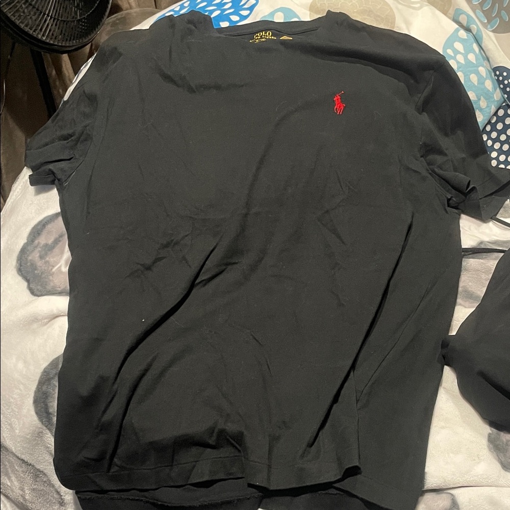 Polo by Ralph Lauren Men's Black Tee with Red Logo